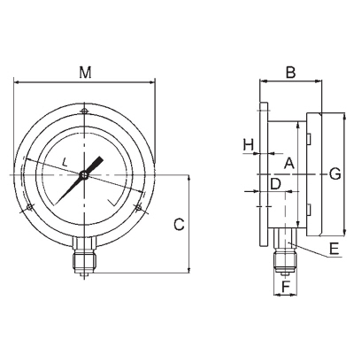 KLINGER Trykmåling Fantinelli Rounded Manometer 200 front & back tegning 3
